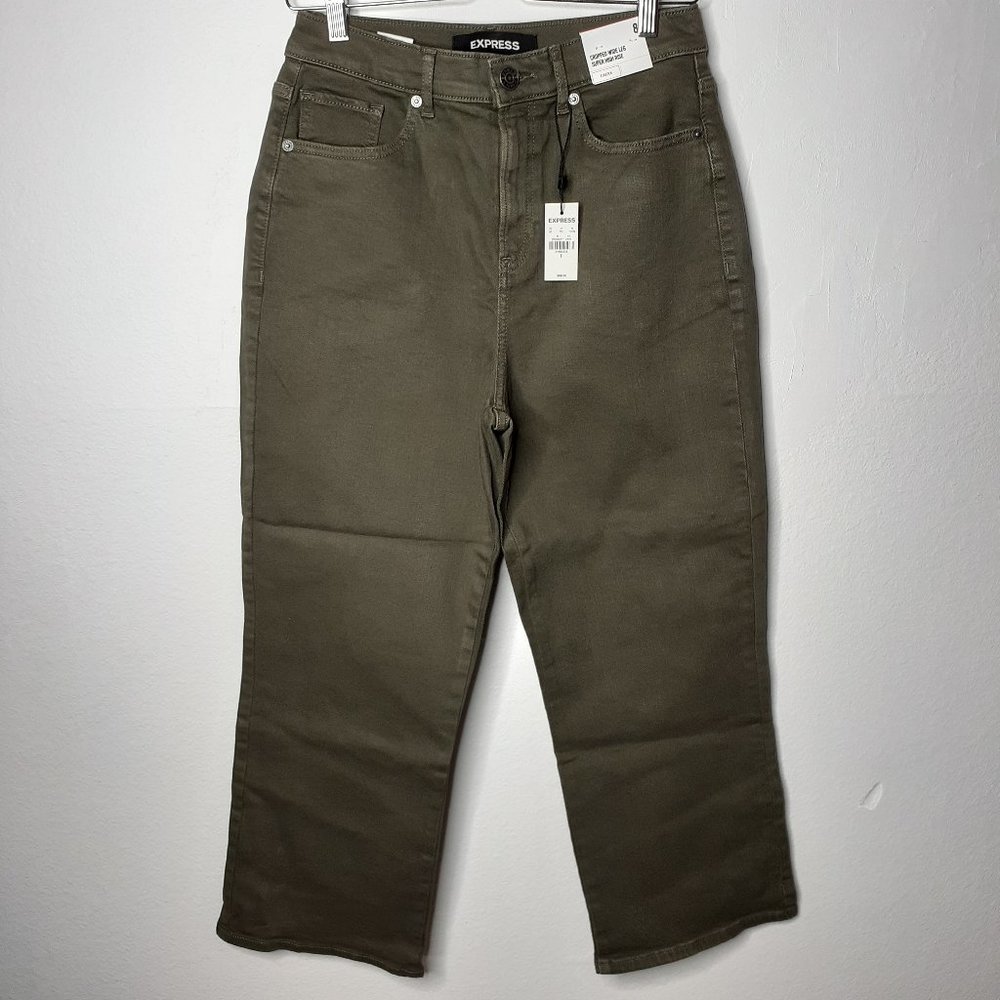 Express | Super High Waist Wide Leg Cropped Jeans